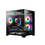 Gabinete Gamer Hyrax HGB705, Mini Tower, M-ATX, Frontal e Lateral em Vidro Temperado, Sem FANs, Preto – HGB705B