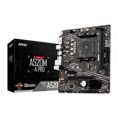Placa-Mãe MSI A520M-A PRO, AMD AM4, mATX, DDR4, Preto – A520M-A PRO